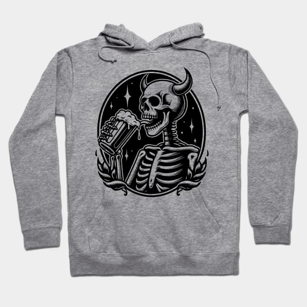 skeleton drinking beer Hoodie by lkn